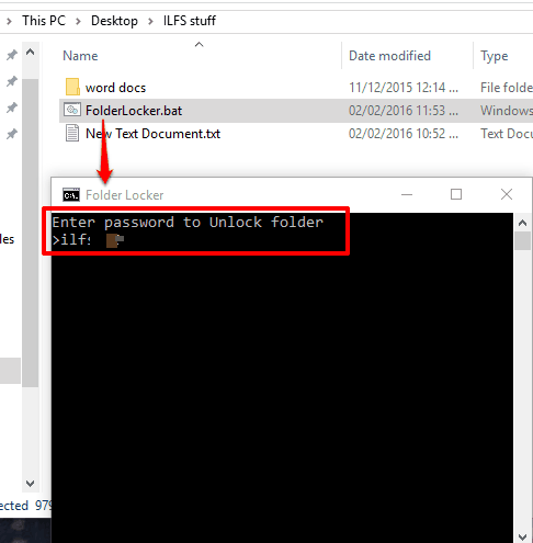enter password to unlock folder