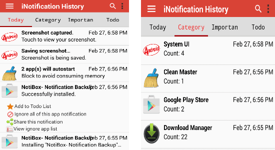 notification history master