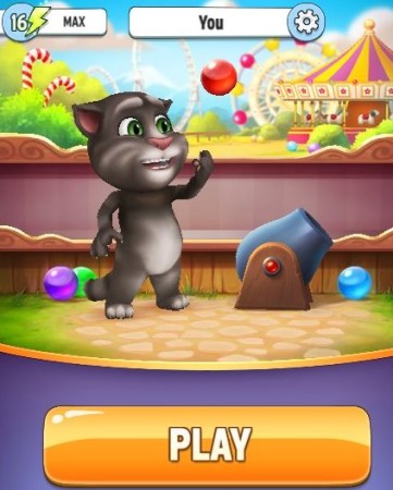 talking tom bubble shooter home screen