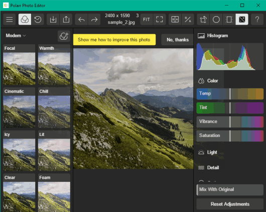 Polarr Photo Editor- interface