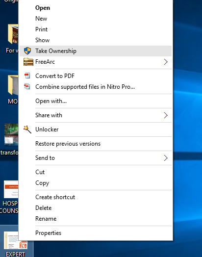 Take ownership context menu