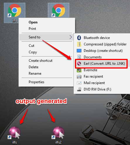 convert URL files using right-click context menu