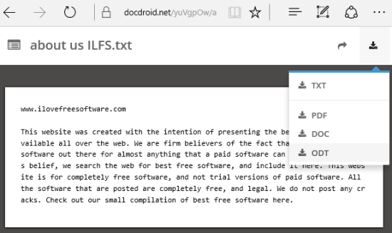 download the shared file with any of the available output formats