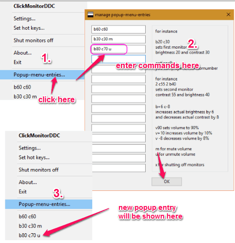 click monitor ddc popup settings