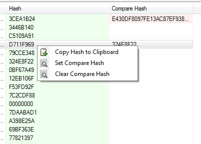 compare hash values