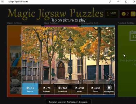 magic jigsaw puzzle level selection