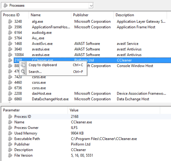 processes running