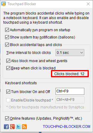 set time and enable touchpad blocker