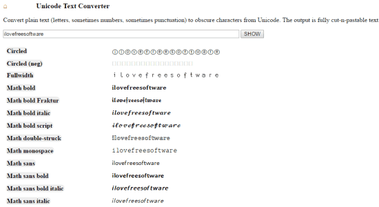 unicode text converter