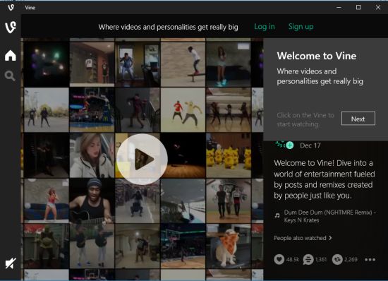 Vine homepage