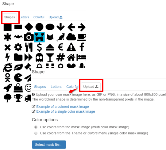 choose a shape or upload mask image