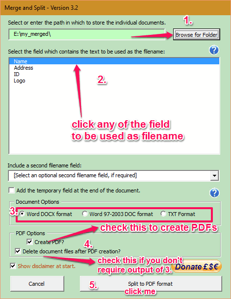 merge and split settings