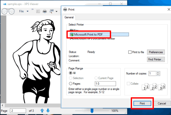 Microsoft Print to PDF feature