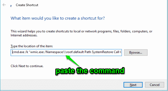 create shorcut