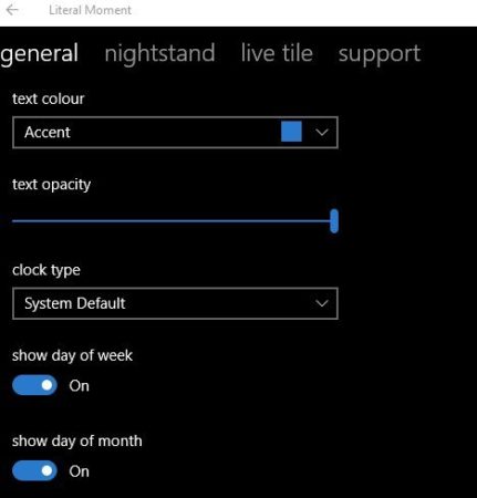 literal moment settings