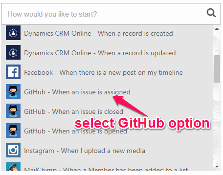 select github issue