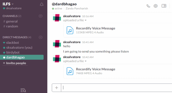 send audio messages to slack