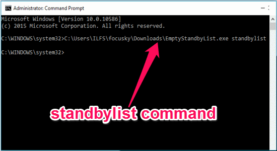 standby list command