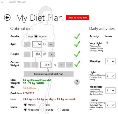 weight manager first column