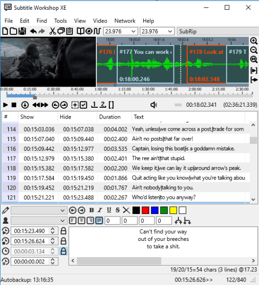 Subtitle Workshop XE- interface