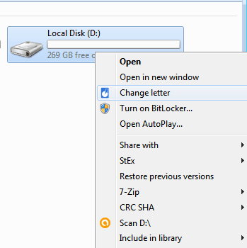 change letter option visible in context menu