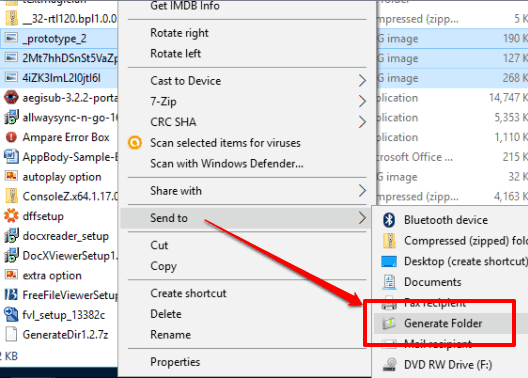 click generate folder option