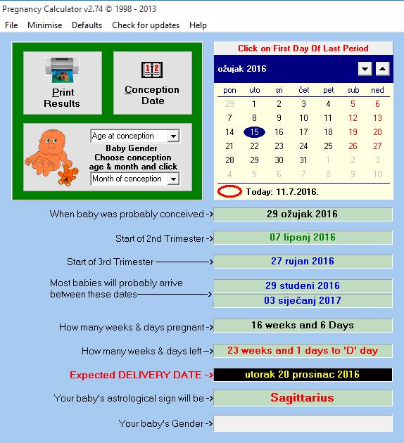 pregnancy calculator software windows 10 1