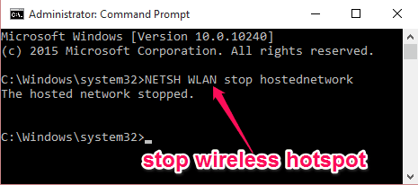 stop hosted network