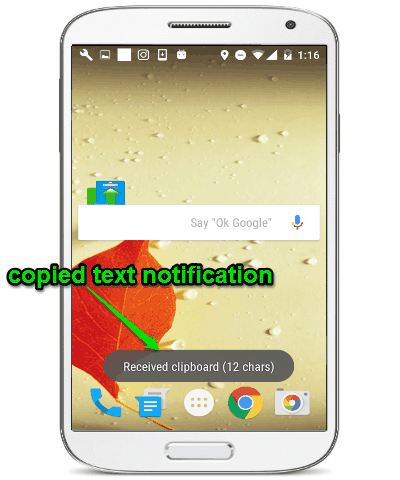 copy text notificatiion