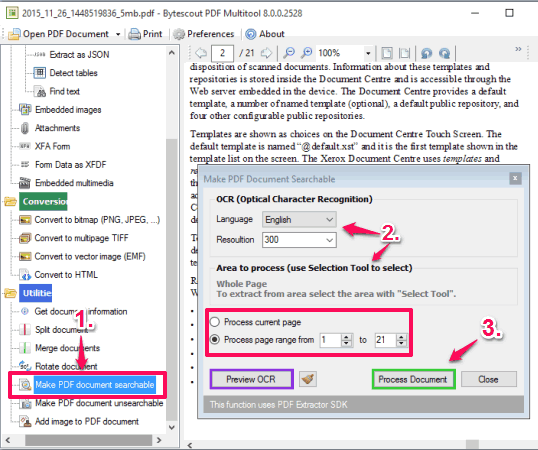 make pdf document searchable using bytescout pdf multitool