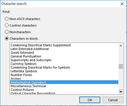 select Mathematical Operators option