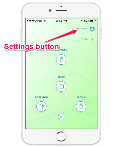 settings button