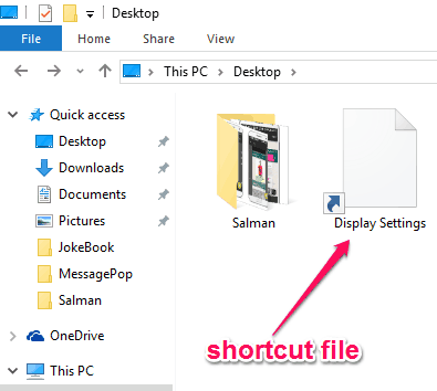 shortcut file