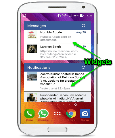 android facebook widget