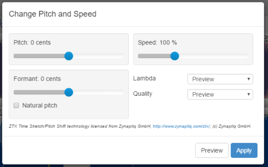 change pitch and speed