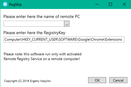 enter registrykey and press ok