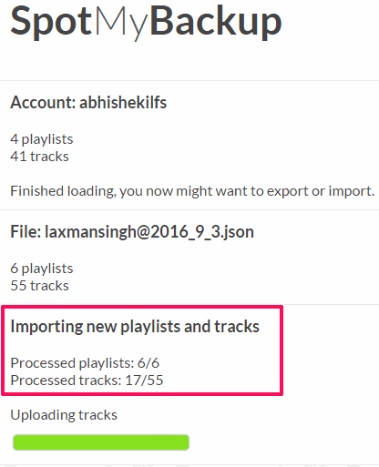 importing in progress