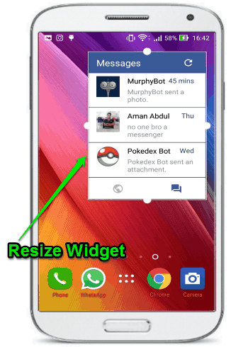 resize widget