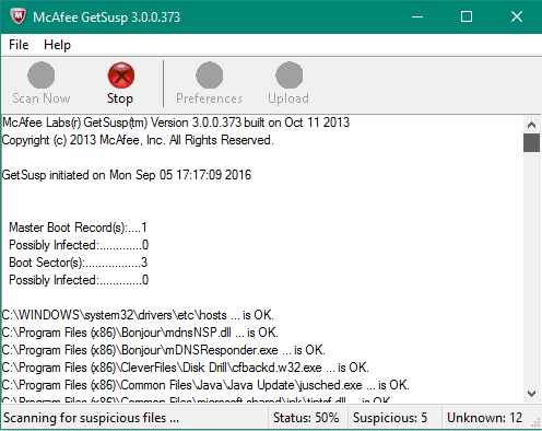 scanning started