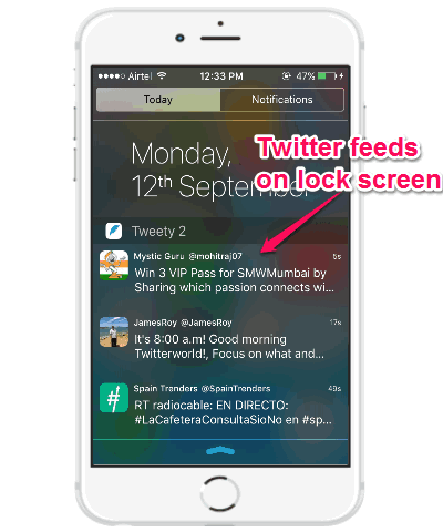 see twitter feeds on lock screen