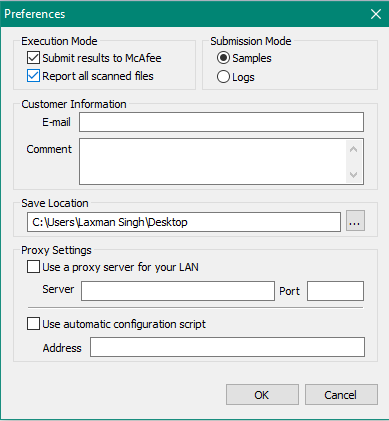 set preferences