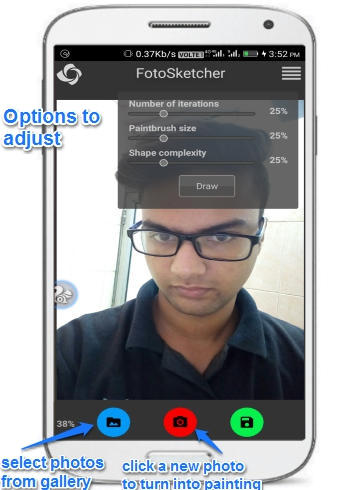 convert photos into paintings using FotoSketcher Android app