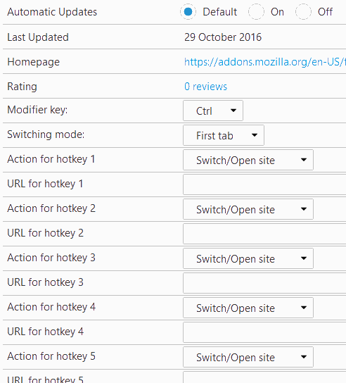 configure options menu