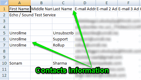 contact information