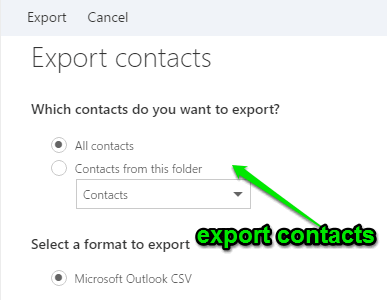 export contacts