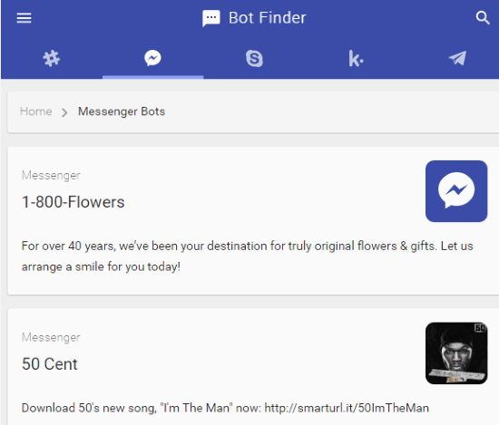 free online Facebook bot directories- Bot Finder