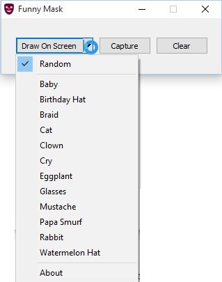 funny mask drop down menu