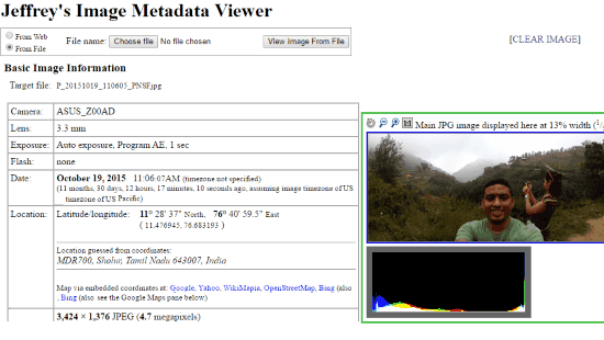 online EXIF data viewer