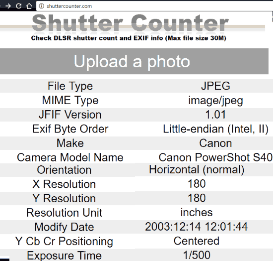 online EXIF data viewer