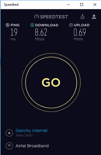 speedtest result